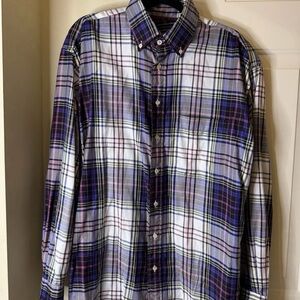 Burberry London Men's Purple‎ Plaid Shirt XL